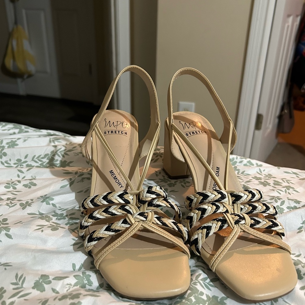 Women's Beige and Black Sandals